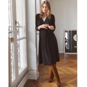 Sezane Black Midi Dress